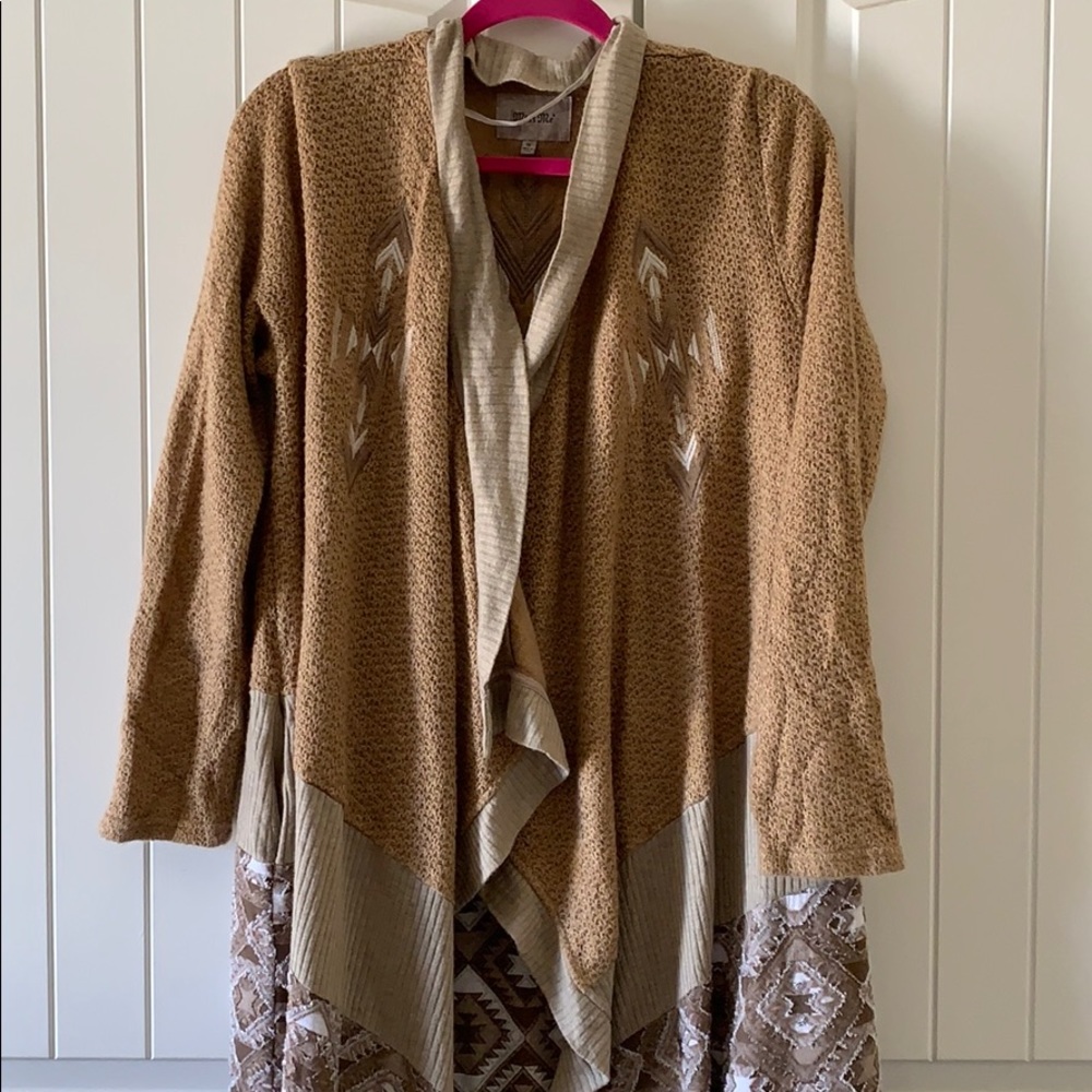 Miss Me Long Open Boho Cardigan Sweater Medium